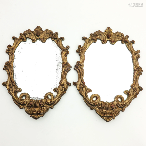 A Pair of 18th - 19th Century Wood Framed Mirrors