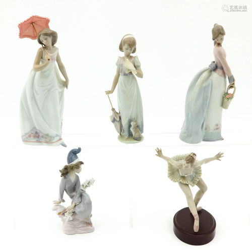 A Collection of 5 Lladro Sculptures