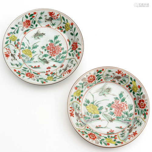 A Pair of Famille Verte Plates