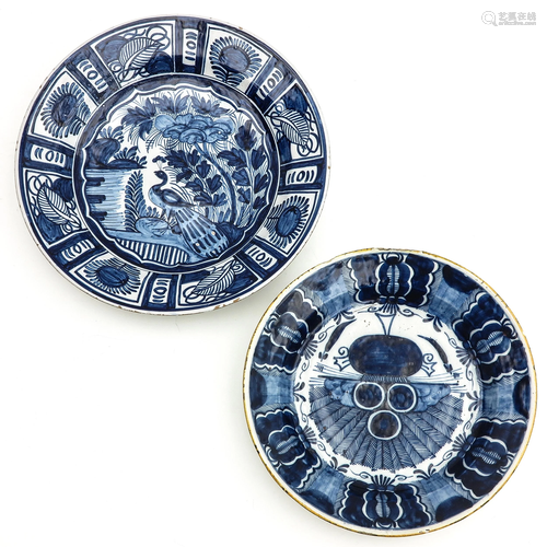 A Lot of 2 18th Century Delft Plates