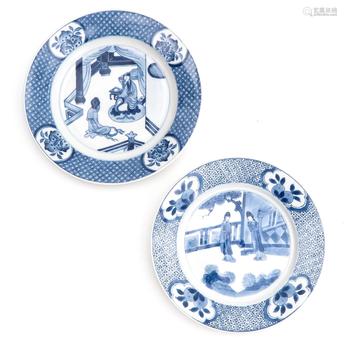 Two Blue and White Plates