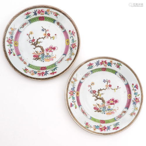 A Pair of Famille Rose Plates