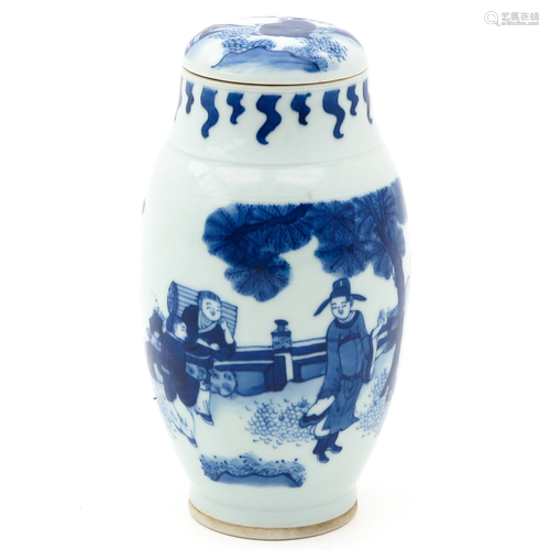 A Blue and White Vase with Cover