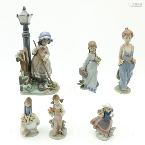 A Collection of 6 Lladro Sculptures