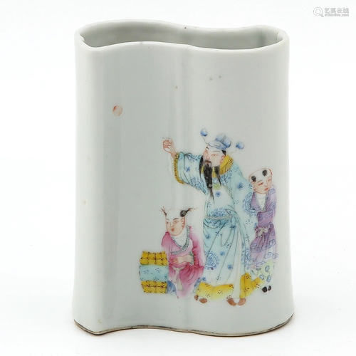 A Famille Rose Brush Pot