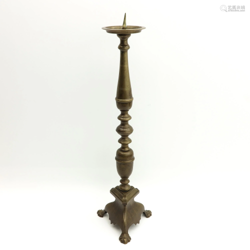 A Bronze Church Candlestick