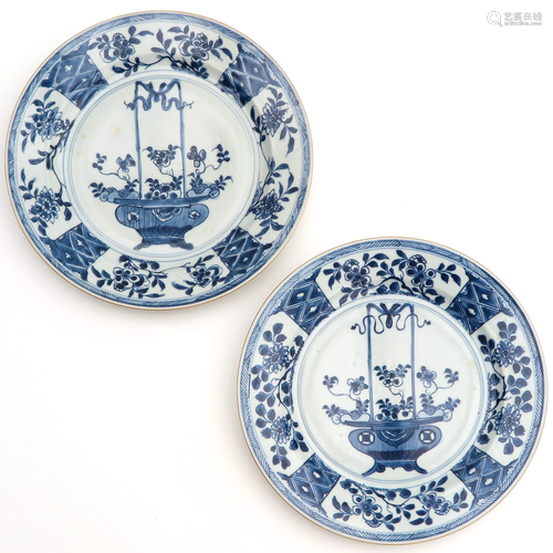 A Pair of Blue and White Plates