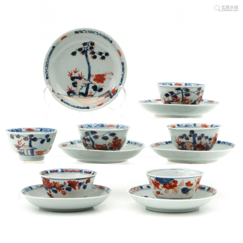 Six Imari Cups and Saucers