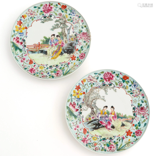 A Pair of Famille Rose Plates