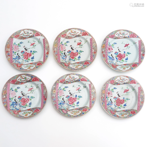 A Series of 6 Famille Rose Plates