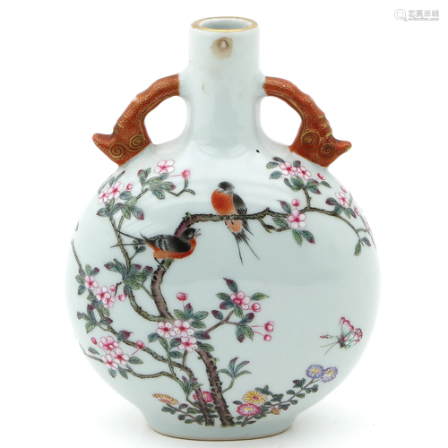 A Famille Rose Moon Bottle Vase