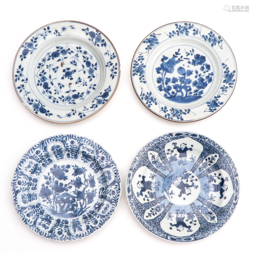 A Lot of 4 Blue and White Plates