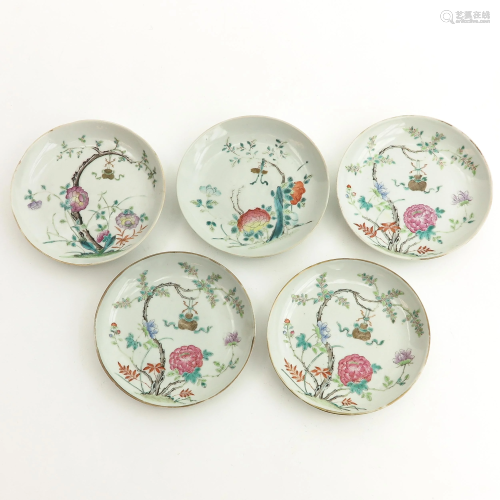 A Series of 5 Famille Rose Plates