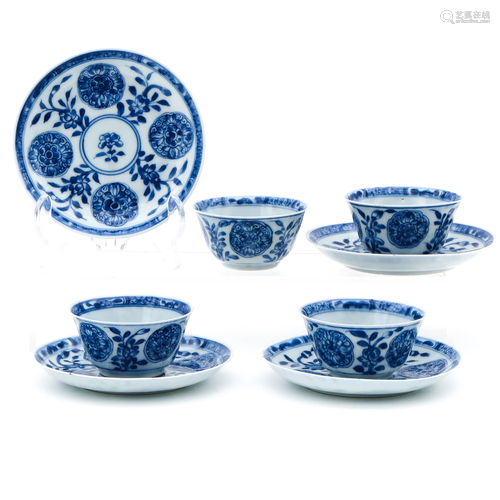 A Set of 4 Cups and Saucers