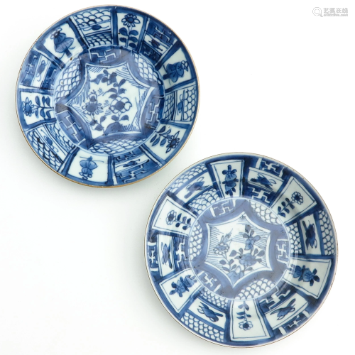 A Pair of Small Blue and White Plates