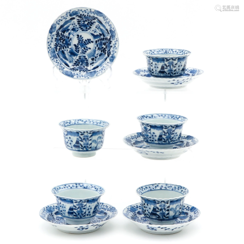A Set of 5 Cups and Saucers