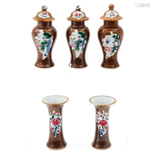 A 5 Piece Miniature Garniture Set