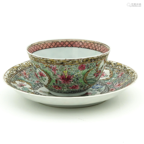 A Famille Rose Cup and Saucer