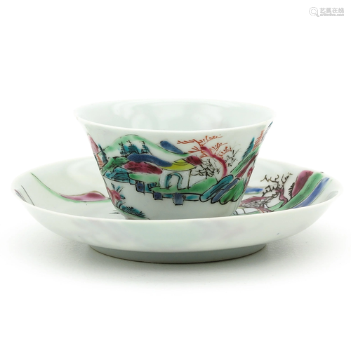 A Famille Rose Cup and Saucer