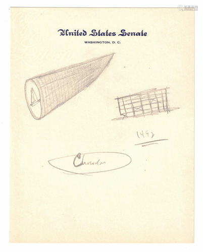 John F Kennedy Senate Letterhead Pencil Doodle