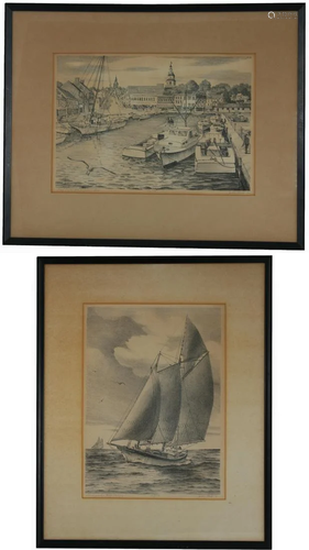 (2) John Moll Lithographs- Annapolis MD