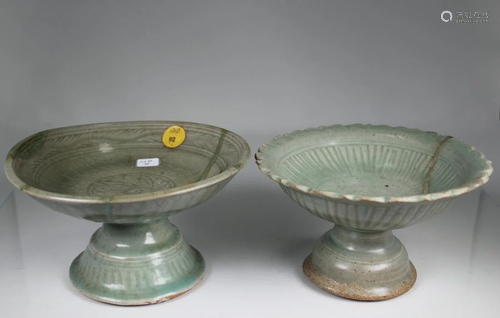 (2) Yuan Dynasty Longquan Celadon Compotes, Exhibited