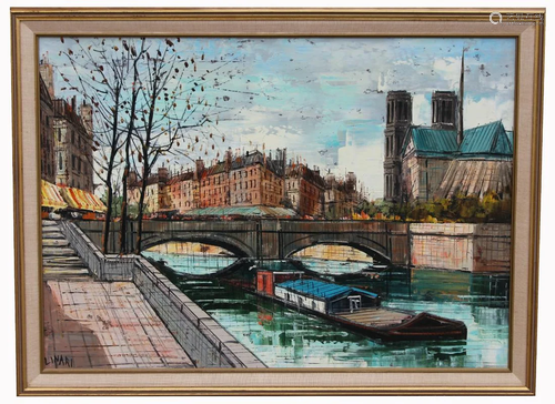 Signed Linari French Canal Scene