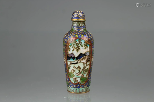 Chinese Cloisonne 'Crane' Snuff Bottle