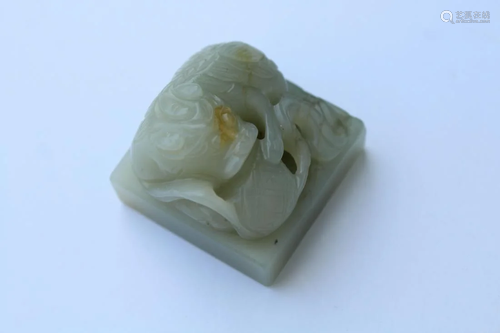 Chinese Jade Foo Lion Figural Seal