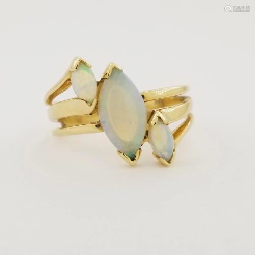 14k Gold 3-Stone Opal Ring