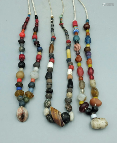 (3) Necklaces w/ Assorted Ancient Beads