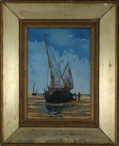 European School, Moored Boat with Figures