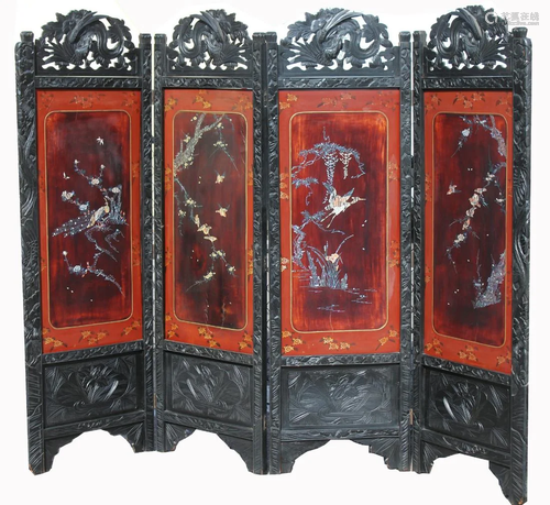 Chinese Mother of Pearl Inlaid Room Divider