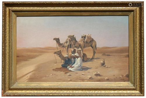 Signed, 1912 Orientalist Desert Scene with Figures