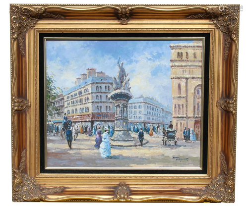 French Impressionist Paris Street Scene, Signed