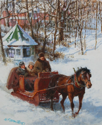 Mel Crawford (B. 1925) A Winter Sleigh Ride