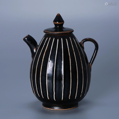 Song Dynasty Zibo Kiln Black Glazed Pear Shaped Pot