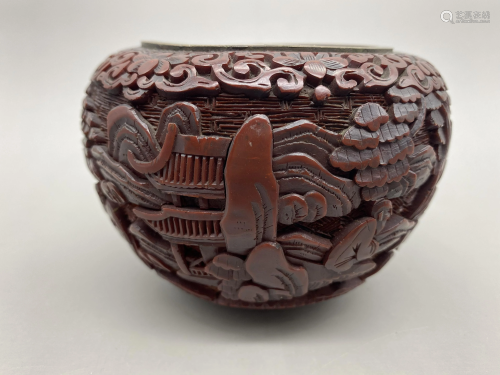 Qing Dynasty Bronze Burnt Blue and Red Bowl