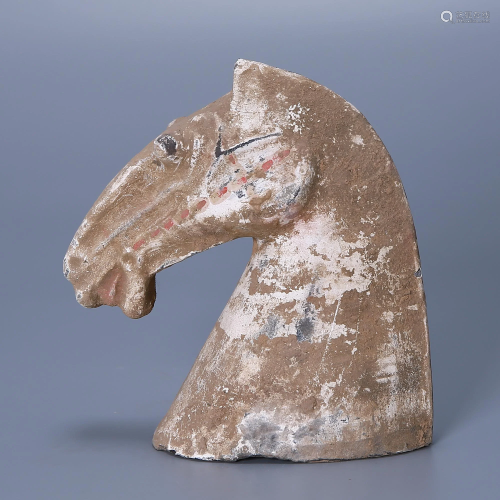 Painted Horse Head in Han Pottery