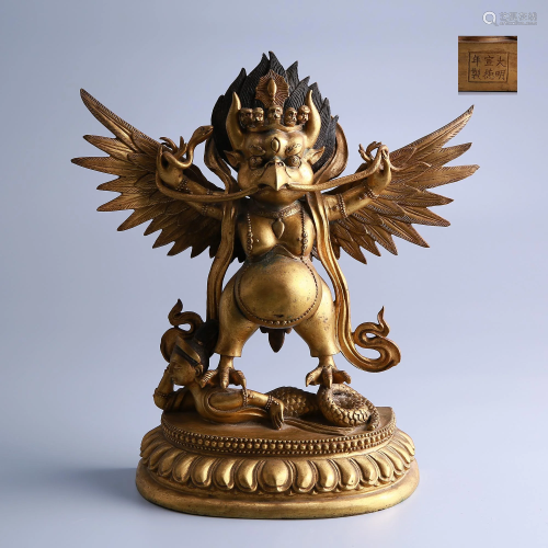 Ming Dynasty Gilt Bronze Dapeng Golden Winged Bird