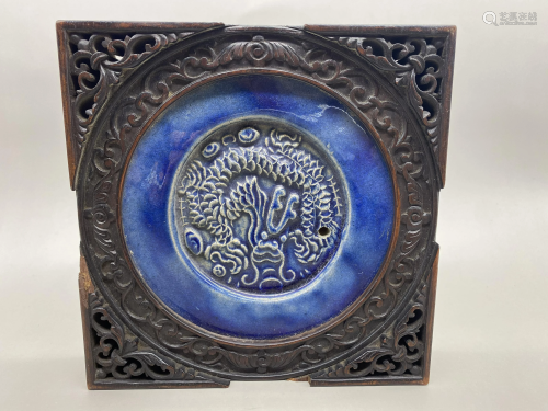 Ming sprinkling blue glaze dragon pattern tile as wall