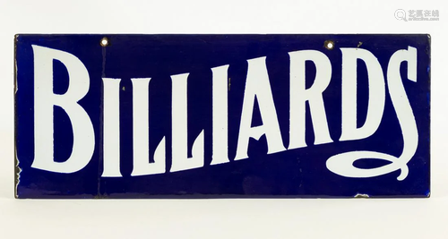 Porcelain Enameled Billiards Sign