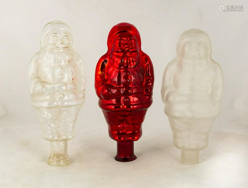 Three Vintage Blown Glass Santa's