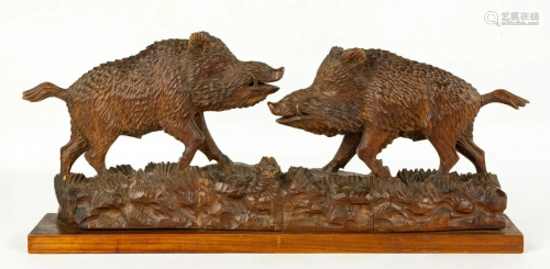 Carved Black Forest of Wild Boars