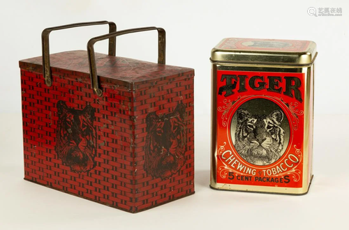 Two Vintage Tiger Store Tins