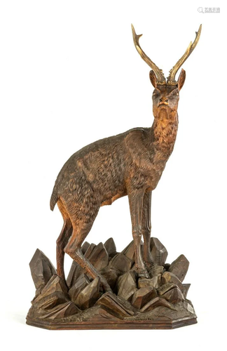 Large Carved Black Forest Stag