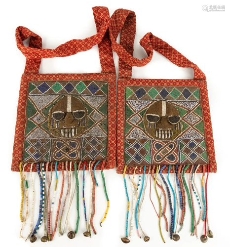 Two Yoruba, African Beaded Bags