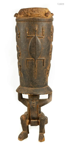 Carved African Drum