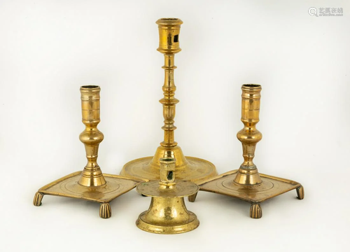 Group of Early Brass Candlesticks