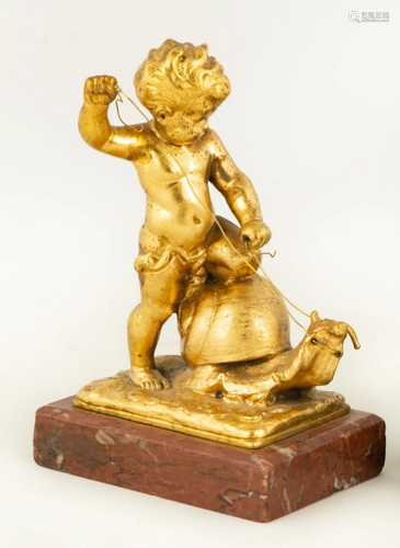 Gilt Bronze Putti and Snail